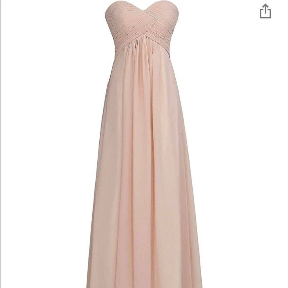 Champagne strapless prom bridesmaid dress
